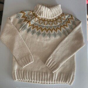 Rachel Zoe Fair Isle Chunky Knit Sweater Size M Boho Winter Ski Cabin Cozy